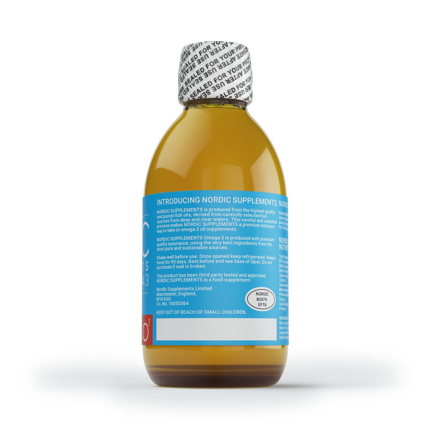 Nordic Supplements Award Winning High Grade Omega 3 Fish Oil Liquid: 200ml Bottle