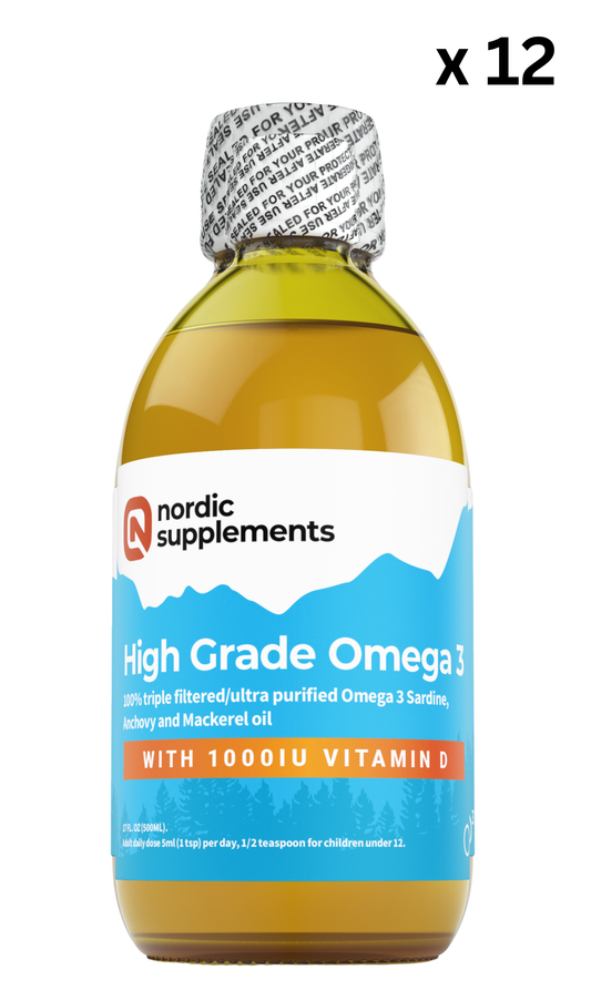 12 x Omega 3 Fish Oil with Vitamin D 1000iu - 500ml (WHOLESALE)