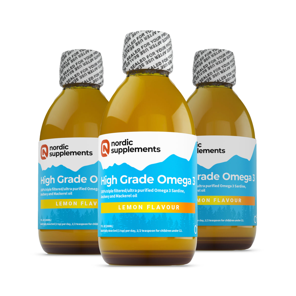 Nordic Supplements Award Winning High Grade Omega 3 Fish Oil Liquid: 200ml Bottle (Triple Pack)