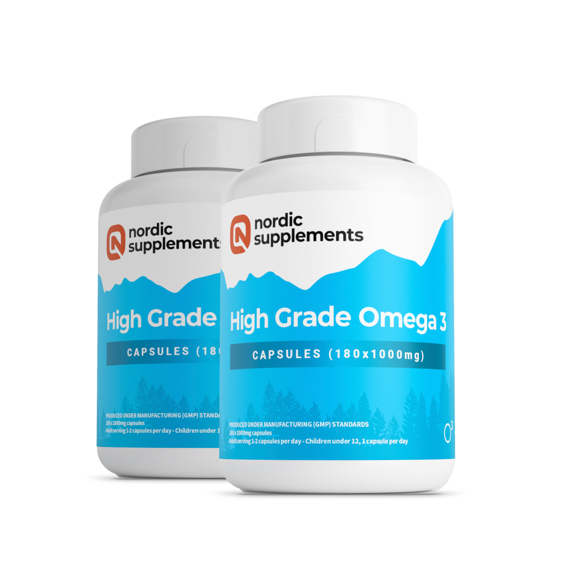 Nordic Supplements High Strength Omega 3 Fish Oil 1000mg Capsules - 180 Capsules (Twin Pack)