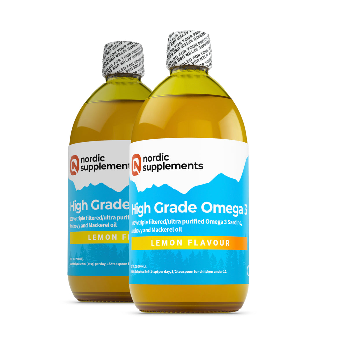Nordic Supplements Award Winning High Grade Omega 3 Fish Oil Liquid: 500ml Bottle (Twin Pack)