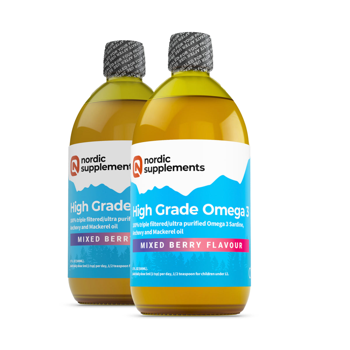 Nordic Supplements Omega 3 Fish Oil with Mixed Berry 500ml (Twin Pack)