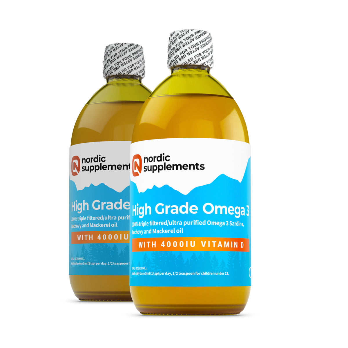 Nordic Supplements High Strength Omega 3 Fish Oil  with 4000iu Vitamin D3 500ml (Twin Pack)