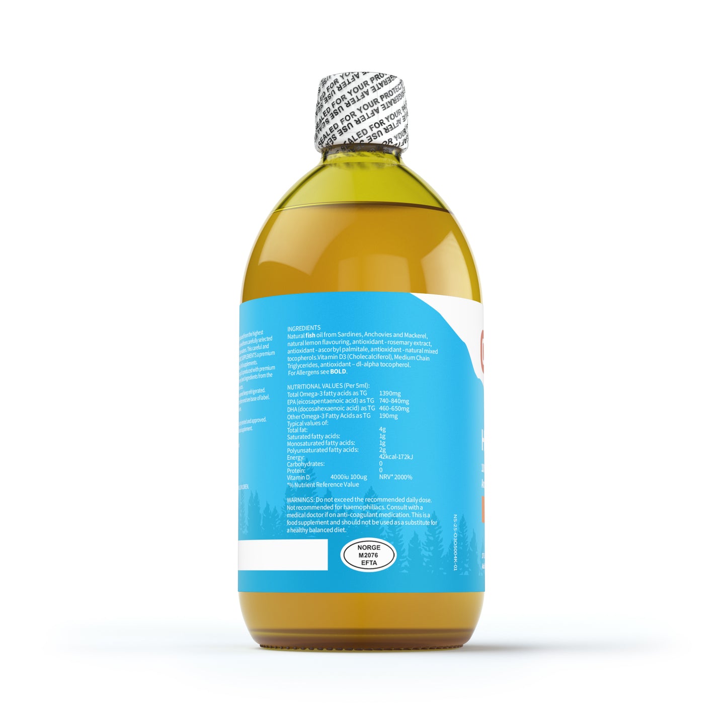 Nordic Supplements High Strength Omega 3 Fish Oil  with 4000iu Vitamin D3 500ml