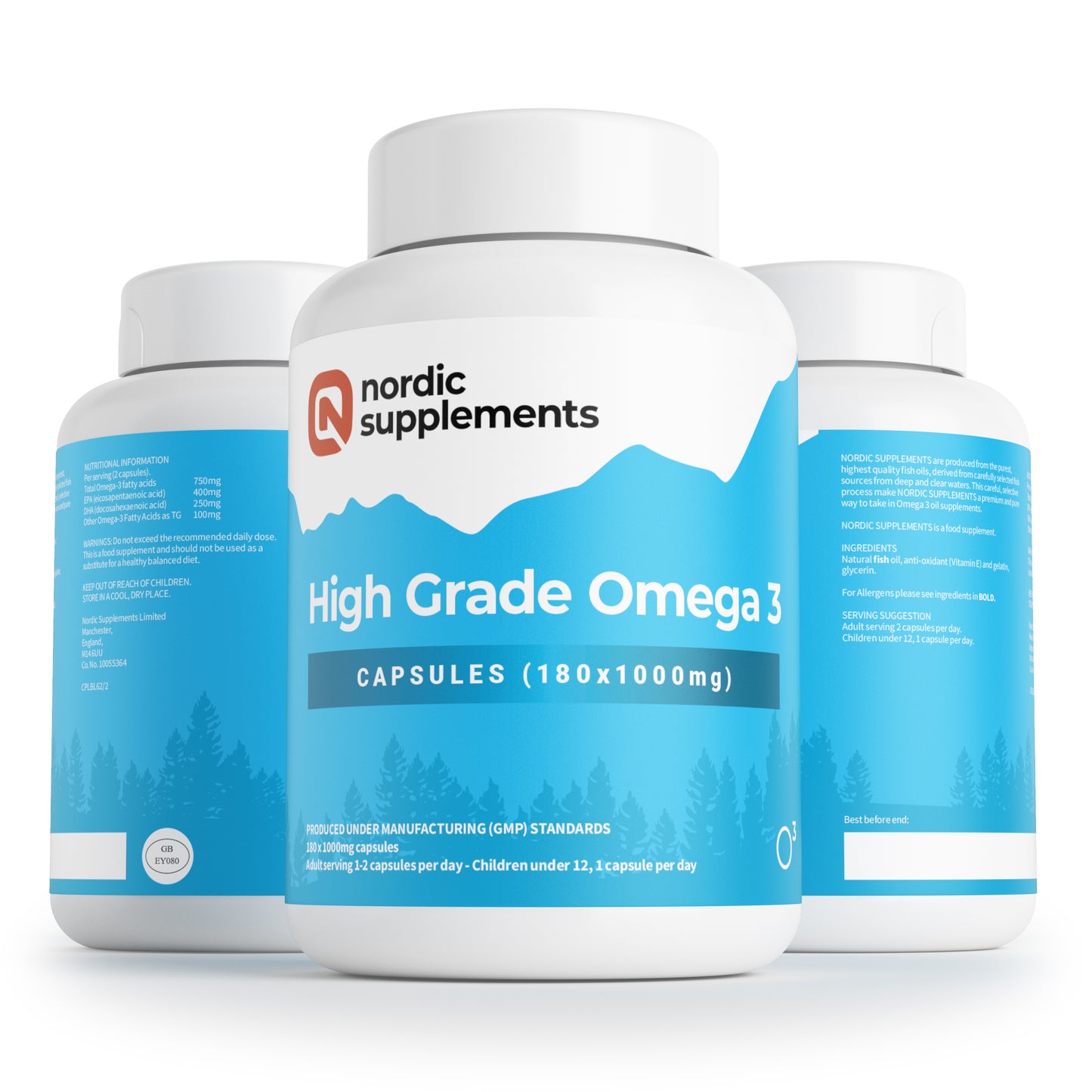Nordic Supplements High Strength Omega 3 Fish Oil 1000mg Capsules - 180 Capsules