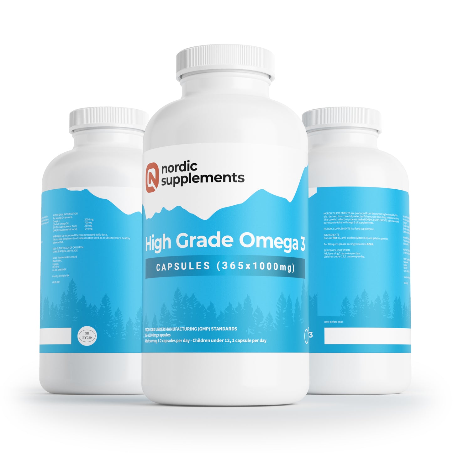 Nordic Supplements High Strength Omega 3 Fish Oil 1000mg Capsules - 365 Capsules