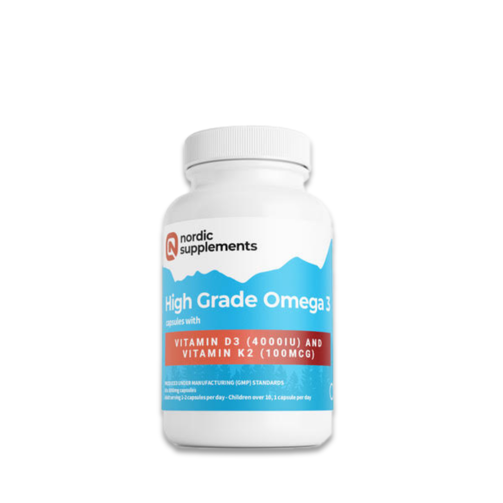 Nordic Supplements Omega 3 Fish Oil 1000mg with Vitamin D 4000iu and K2 100ug - 60 Capsules